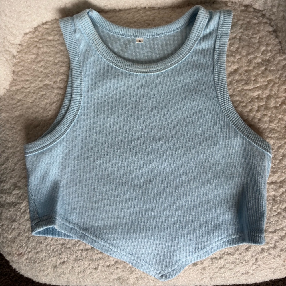 Light Blue Ribbed Tank Top